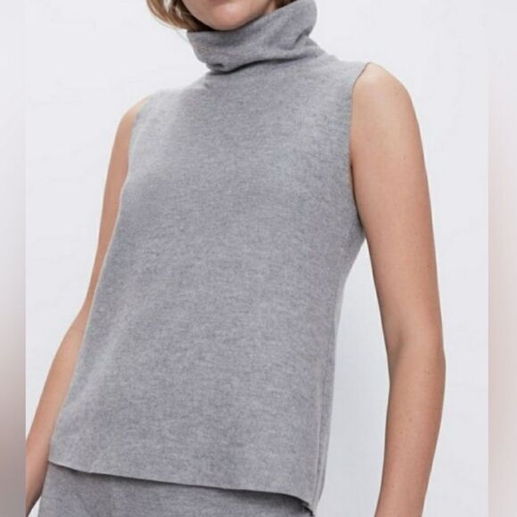 Nwt zara sleeveless turtleneck‎ sweater gray women’s size S - Picture 1 of 7